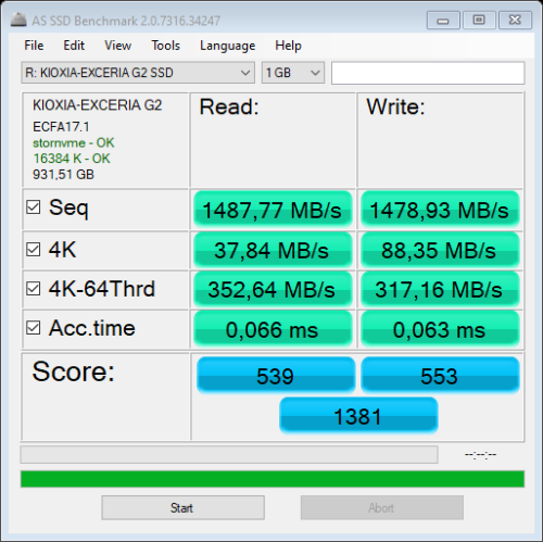 Фото SSD накопичувач Kioxia Exceria G2 1 TB (LRC20Z001TG8) від користувача Roman M.