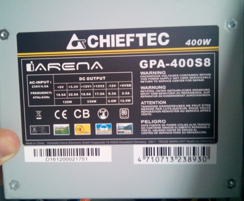 Фото Блок живлення Chieftec iARENA GPA-400S8 від користувача MR_Andrew