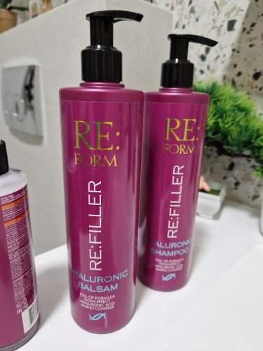 Фото шампунь для волосся Re:form Гіалуроновий шампунь для волосся  Re:filler Hyaluronic Shampoo Об'єм та зволоження, 400 мл від користувача 2364275