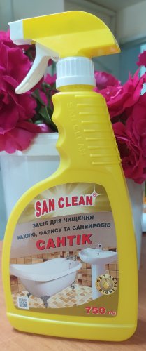 Фото Спрей для прибирання Сан Клин San Clean Сантик Средство для чистки кафеля, фаянса и санизделий 750 мл (4820003542262) від користувача jozefin L