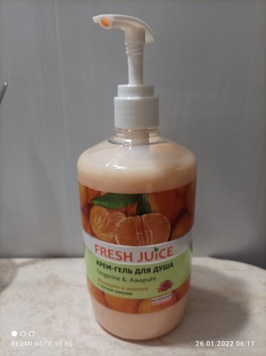 Фото гель для душу Fresh Juice Крем-гель для душа  Tangerine & Awapuhi 750 мл (4823015936173) від користувача Алена Аршиникова