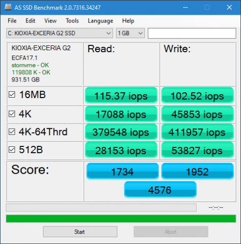 Фото SSD накопичувач Kioxia Exceria G2 1 TB (LRC20Z001TG8) від користувача dr0