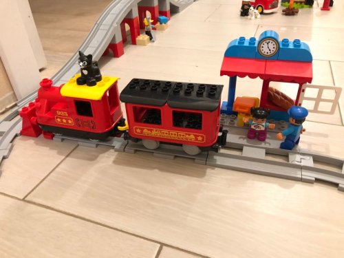 мой ребенок возит животных на LEGO DUPLO Town Поезд на паровой тяге