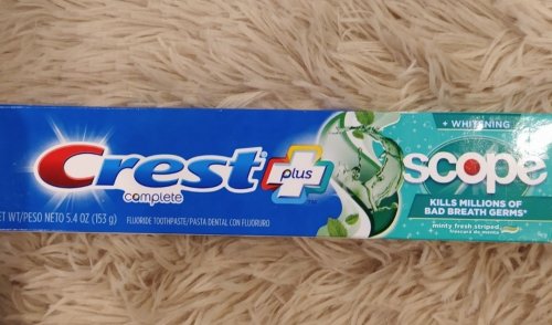 Фото  Crest Complete Multi-Benefit Whitening Scope Minty Fresh Striped Toothpaste 153g від користувача Mexanik