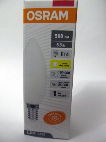Фото Світлодіодна лампа LED Osram LED Base B60 E14 6.5W 3000K 220V (4058075627468) від користувача grindcorefan1
