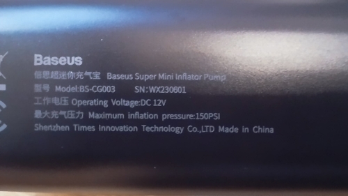 Фото Автомобільний компресор (електричний) Baseus Super Mini Inflator Pump CRCQ000001 від користувача XOI