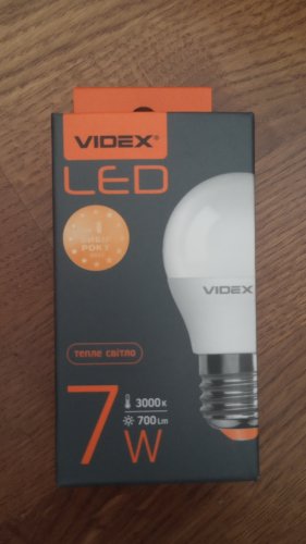 Фото Світлодіодна лампа LED VIDEX LED G45e 7W E27 3000K (VL-G45e-07273) від користувача Banana XD