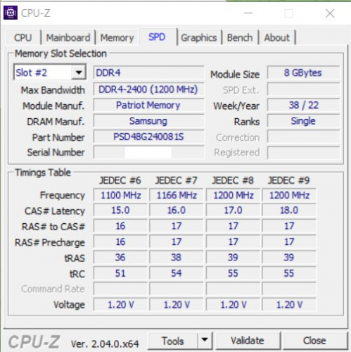 Фото Пам'ять для ноутбуків PATRIOT 8 GB DDR4 2400 MHz Signature Line (PSD48G240081S) від користувача Avazgres