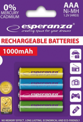 Фото Акумулятор Esperanza AAA 1000mAh NiMh 4шт (EZA102R) від користувача Volocuga Volocuga