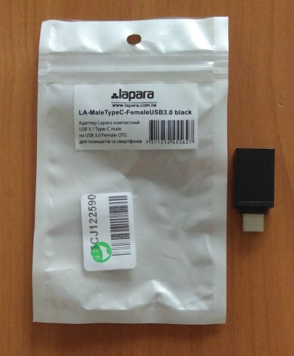 Фото Адаптер USB Type-C Lapara USB3.0 CM/AF Black (LA-MALETYPEC-FEMALEUSB3.0 BLACK) від користувача 