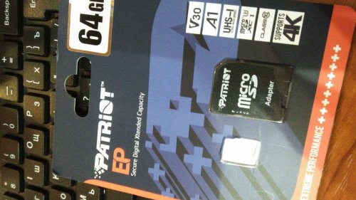 Фото Карта пам'яті PATRIOT 64 GB microSDXC UHS-I U3 V30 A1 EP + SD adapter PEF64GEP31MCX від користувача greatmf