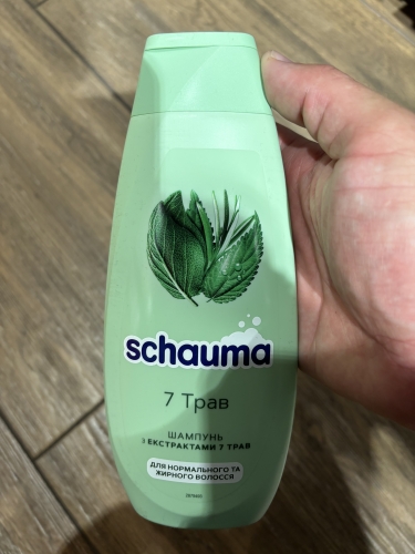 Фото шампунь для волосся Schauma 7 трав Шампунь для нормальных и жирных волос, которые требуют частого мытья 400 ml (3838824086750) від користувача Orestiv.