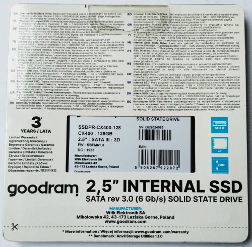 Фото SSD накопичувач GOODRAM CX400 128 GB (SSDPR-CX400-128) від користувача savaof