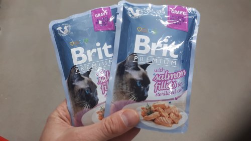 Фото вологий корм Brit Premium Cat Sterilised Salmon Fillets Gravy 85 г 111254/562 від користувача Serhii Mykhelev