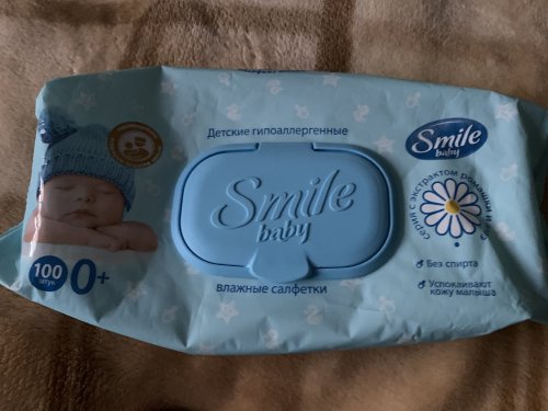 Фото Вологі серветки Smile Влажные салфетки Baby с экстрактом ромашки, алоэ и витаминным комплексом 100 шт від користувача Kris