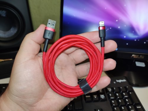 Фото Кабель Lightning Baseus cafule Cable USB For lightning 2.4A 2M Red+Red (CALKLF-C09) від користувача Baratheon