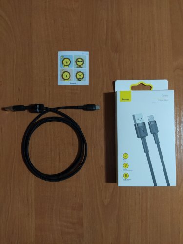 Фото Кабель USB Type-C Baseus USB Cabel to USB-C Cafule 1m Grey/Black (CATKLF-BG1) від користувача Gouster