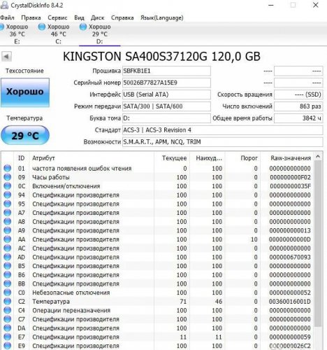 Фото SSD накопичувач Kingston A400 120 GB (SA400S37/120G) від користувача 1989 hunter