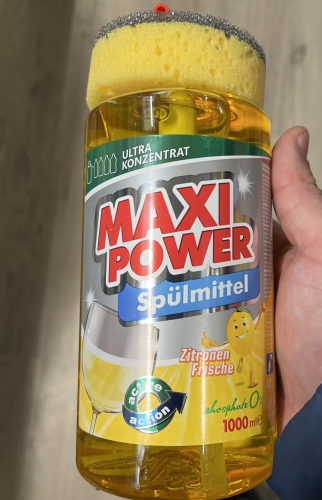 Фото рідина для миття посуду Maxi Power Средство для мытья посуды Лимон 1 л (4823098400929) від користувача Orestiv.