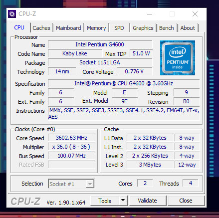 Фото Процесор Intel Pentium G4600 (BX80677G4600) від користувача Baratheon
