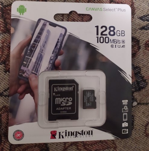 Фото Карта пам'яті Kingston 128 GB microSDXC Class 10 UHS-I Canvas Select Plus + SD Adapter SDCS2/128GB від користувача ІгорM