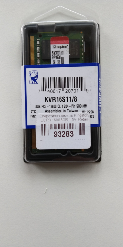 Фото Пам'ять для ноутбуків Kingston 8 GB SO-DIMM DDR3 1600 MHz (KVR16S11/8) від користувача XOI