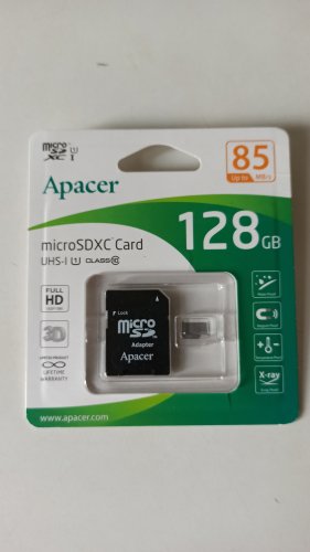 Фото Карта пам'яті Apacer 128 GB microSDXC Class 10 UHS-I R85 + SD adapter AP128GMCSX10U5-R від користувача Turbo-Yurik