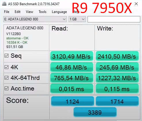 Фото SSD накопичувач ADATA LEGEND 800 1 TB (ALEG-800-1000GCS) від користувача redee