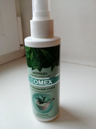 Фото спрей для волосся Comex Натуральный спрей против выпадения волос  из Индийских целебных трав 150 мл (4820230951387) від користувача Вікторія