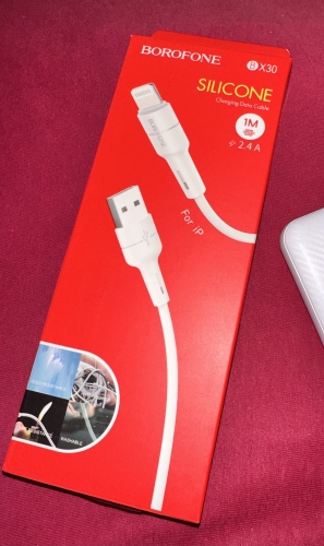 Фото Кабель Lightning Borofone BX30 Silicone USB to Lightning 1m White (BX30LW) від користувача KaterunaV