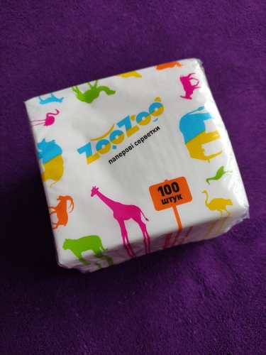 Фото паперові серветки ZooZoo Салфетки бумажные 100 шт Белые (4823019009293) від користувача Eva