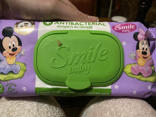 Фото Вологі серветки Smile Baby Влажные салфетки Antibacterial с клапаном, 60 шт. від користувача Iryna