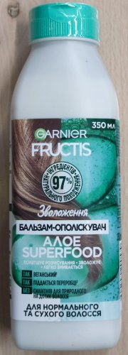 Фото бальзам для волосся Garnier Бальзам-ополаскиватель для нормальных и сухих волос  Fructis Алоэ суперфуд увлажнение 350 мл (360054 від користувача Serhii