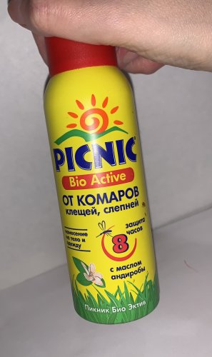 Фото Спрей від комах Picnic Аэрозоль-репеллент для защиты от комаров Bio Active 125 мл (5028748105707) від користувача Maya