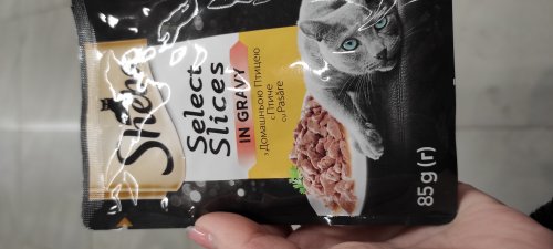 Фото вологий корм Sheba Select Slices in Gravy з куркою і яловичиною в соусі 85 г (4770608257088) від користувача Каріна Шкуріна