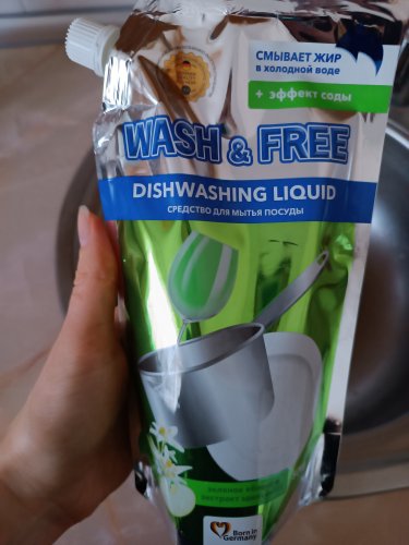 Фото рідина для миття посуду Wash&Free Засіб для ручного миття посуду  Зелене яблуко і екстракт едельвейса (Doypack) 0,5л (4260637724656) від користувача Alionushka
