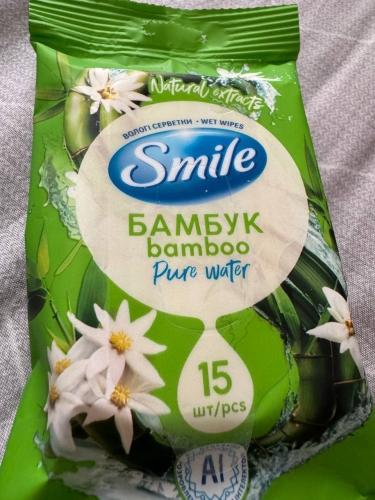 Фото  Smile Салфетки влажные  Бамбук и эдельвейс 15шт (4820048481960) від користувача MishKos