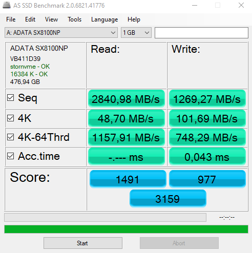 Фото SSD накопичувач ADATA XPG SX8100 512 GB (ASX8100NP-512GT-C) від користувача 