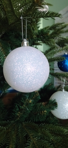 Фото Новорічні кулі Actuel Куля , пластик, біла, 10 см (3245676484021) від користувача Катруся
