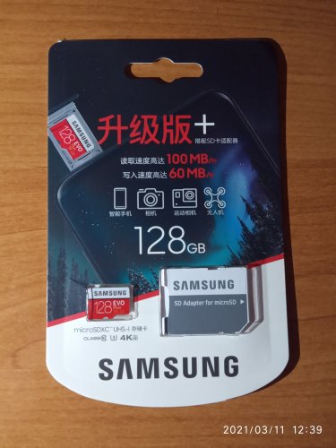 Фото Карта пам'яті Samsung 128 GB microSDXC Class 10 UHS-I U3 EVO Plus 2020 + SD Adapter MB-MC128HA від користувача Андрей