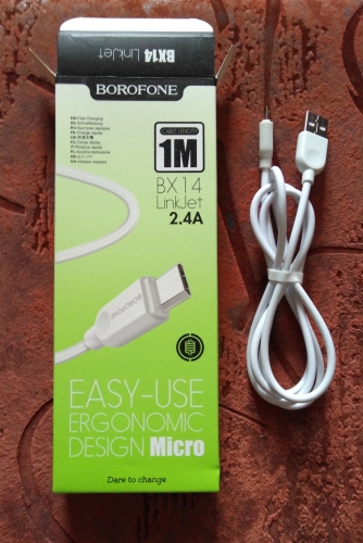 Фото Кабель Micro USB Borofone BX14 LinkJet microUSB 1m White (BX14M1W) від користувача 808