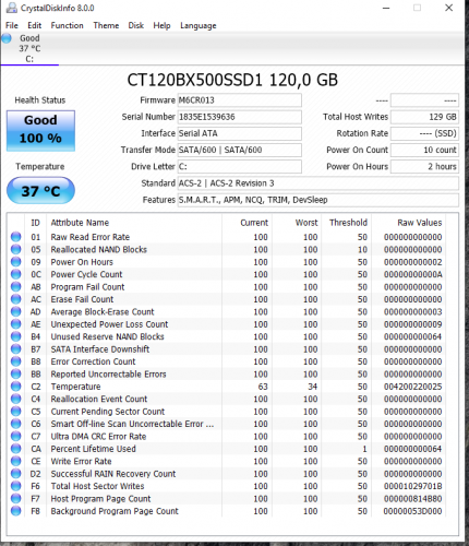 Фото SSD накопичувач Crucial BX500 120 GB (CT120BX500SSD1) від користувача kudrik