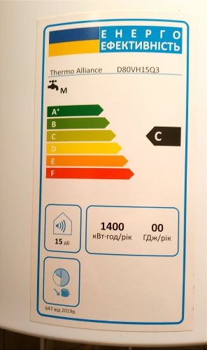 Фото Водонагрівач (бойлер) електричний накопичувальний Thermo Alliance D80VH15Q3 від користувача Kardi NalDi