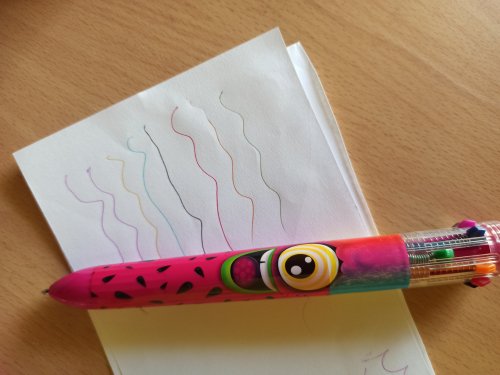 Фото Ручка Scentos Многоцветная ароматная шариковая ручка Волшебное настроение, 10 цветов, голубой корпус (41250) від користувача Mexanik