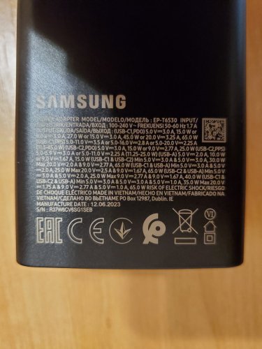 Фото Мережевий зарядний пристрій Samsung 65W Power Adapter Trio (w/o cable) Black (EP-T6530NBE) від користувача Ironhide