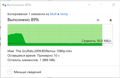 Копирование 8Гб файла с SSD.