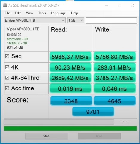Фото SSD накопичувач PATRIOT Viper VP4300 Lite 1 TB (VP4300L1TBM28H) від користувача J. G.