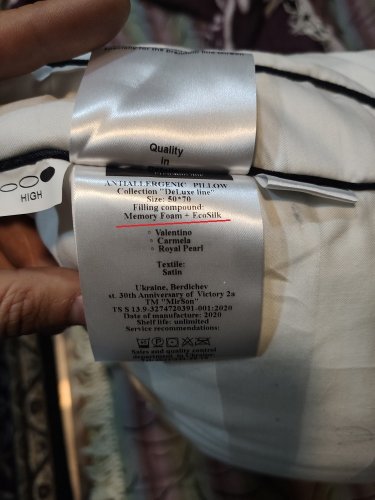Фото Ортопедична подушка, Гіпоалергенна подушка MirSon Подушка 1506 Royal Pearl DeLuxe memory effekt Высокая 50х70 см (2200001541443) від користувача Андрей