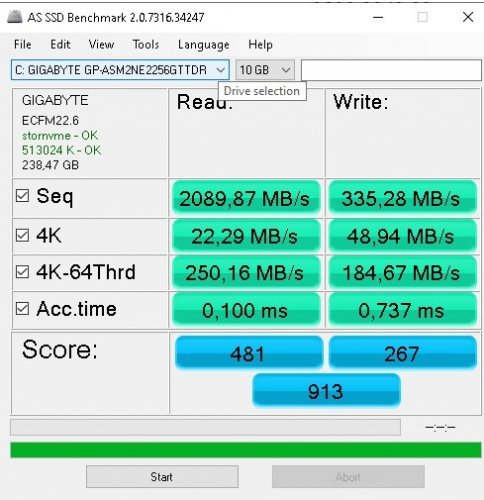 AS SSD Bench 2.0.7316.34247  10Gb виборка