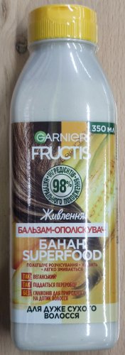 Фото  Garnier Бальзам-ополаскиватель для очень сухих волос  Fructis Банан суперфуд питание 350 мл (3600542290531) від користувача Serhii